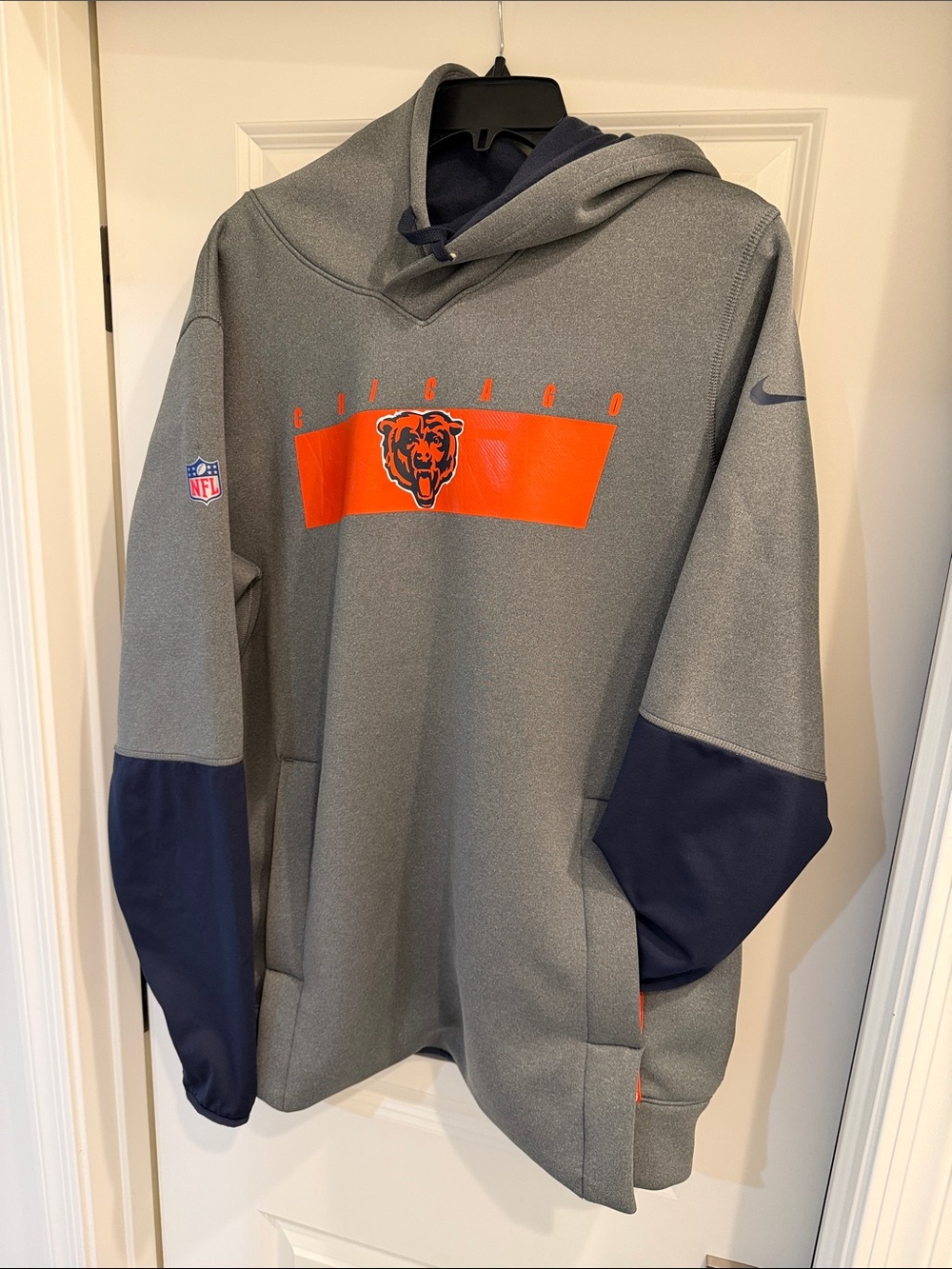 Nike Gray & Navy Chicago Bears Crewneck Hoodie with Orange Logo